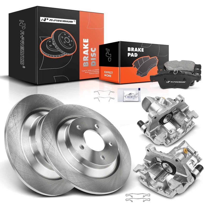 A-Premium Rear Brake Rotors & Brake Pads + Brake Caliper for Mazda 5 2006-2017