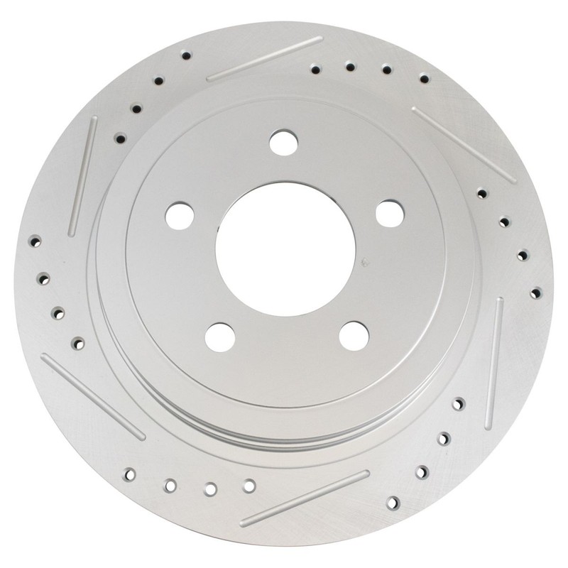 TRQ Rear Performance Cross Drilled Slotted G-Coated Rotor Kit Pair for Ford SUV gallery