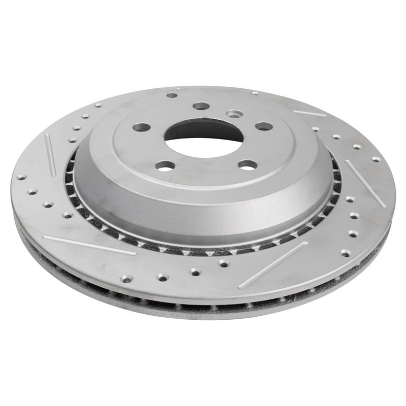 TRQ Performance Rear Drilled Slotted Coated Brake Rotor Set for Mercedes Benz gallery