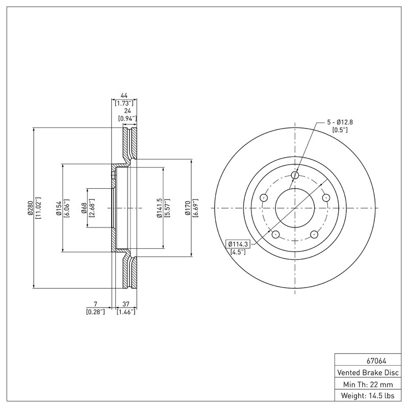 Dynamite Friction Front Disc Brake Rotor for 13-19 Nissan Sentra (604-67064) gallery