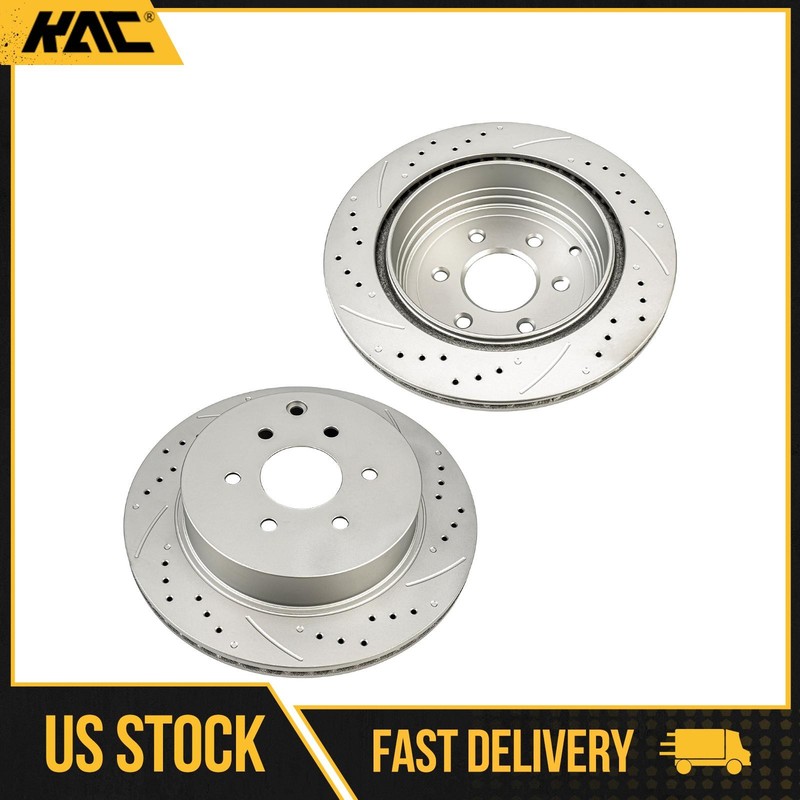 Rear Drilled & Slotted Steel Brake Rotors For Nissan Pathfinder 2004-2012 Pair