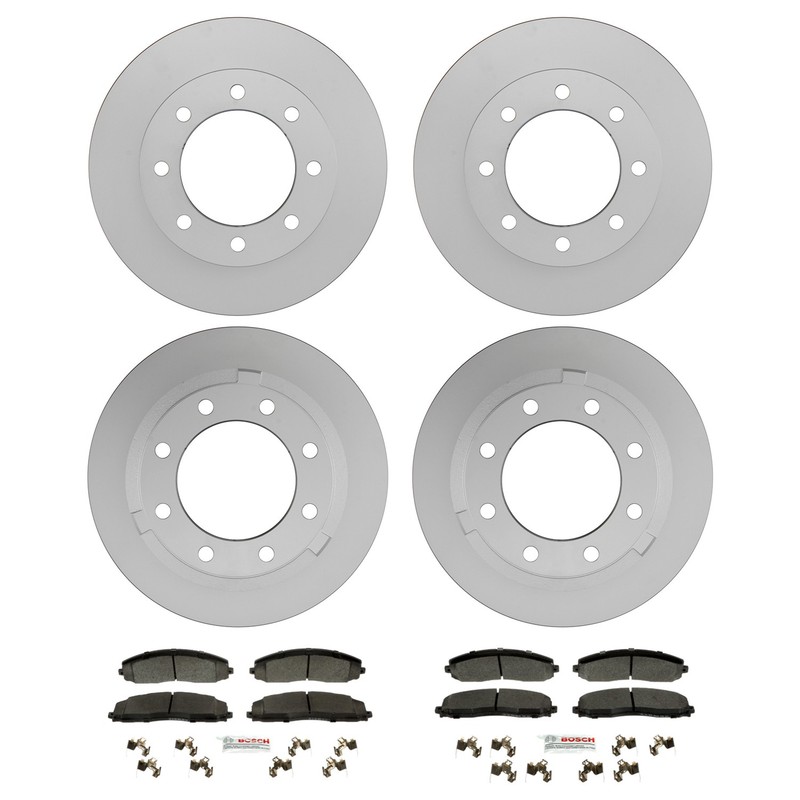 Bosch QuietCast Front Rear Rotor Blue Semi-Met Brake Pad Kit for F-250 SuperDuty