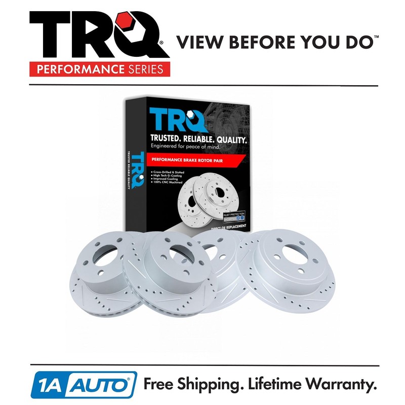 TRQ Front and Rear Brake Rotors Set For 2003-2006 Jeep Wrangler