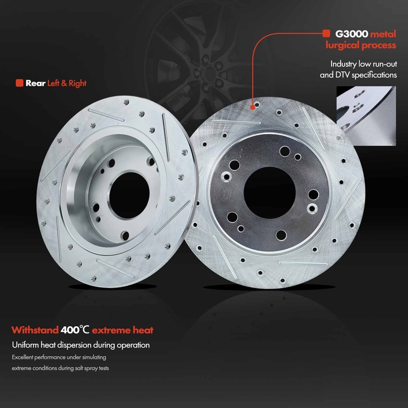 Front & Rear Drilled & Slotted Rotors for Honda Accord 2003-2007 L4 2.4L LX EX gallery