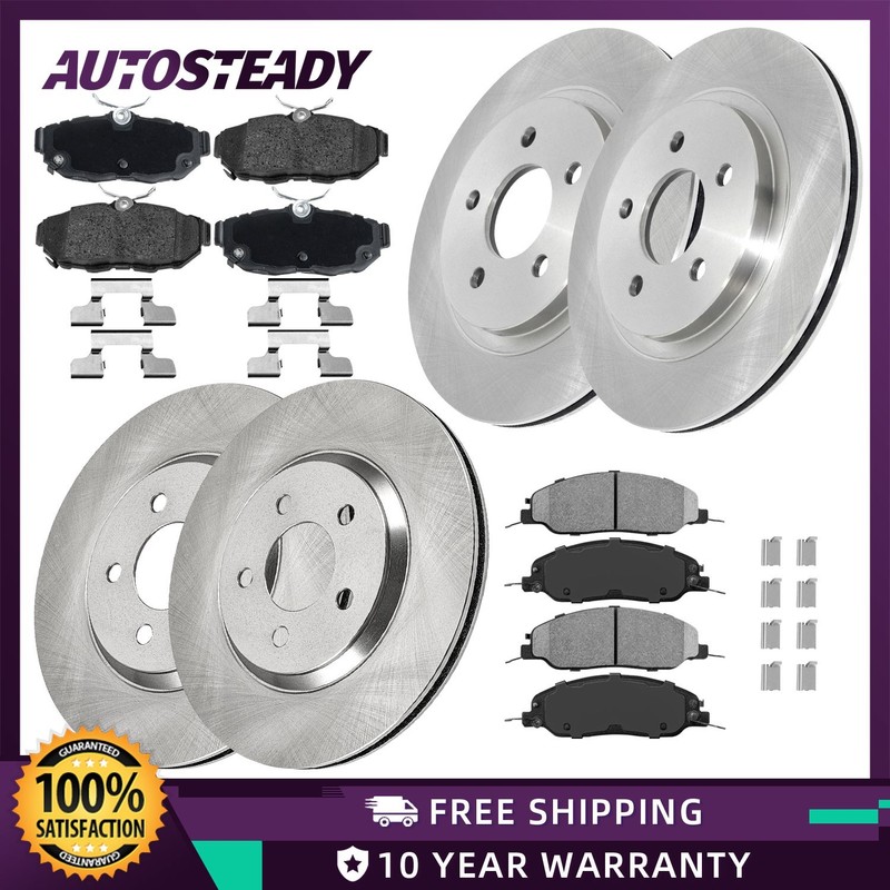 V6 3.7L Front Rear Brake Rotors Pads Kit for 2011 2012 2013 2014 Ford Mustang