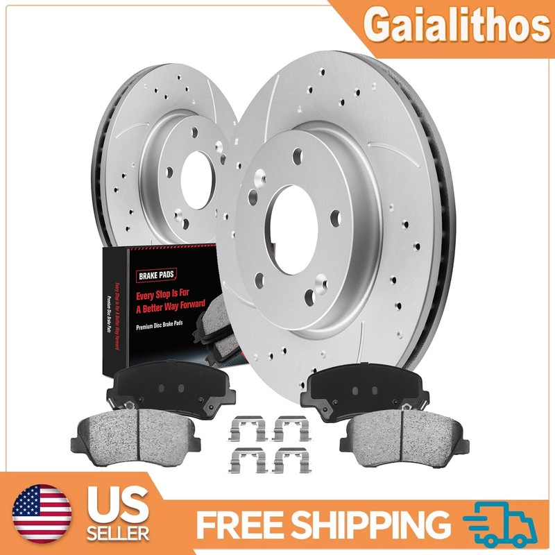 Front Drilled Rotors Ceramic Brake Pad for Kia Forte Koup Forte5 2014 2015 2016