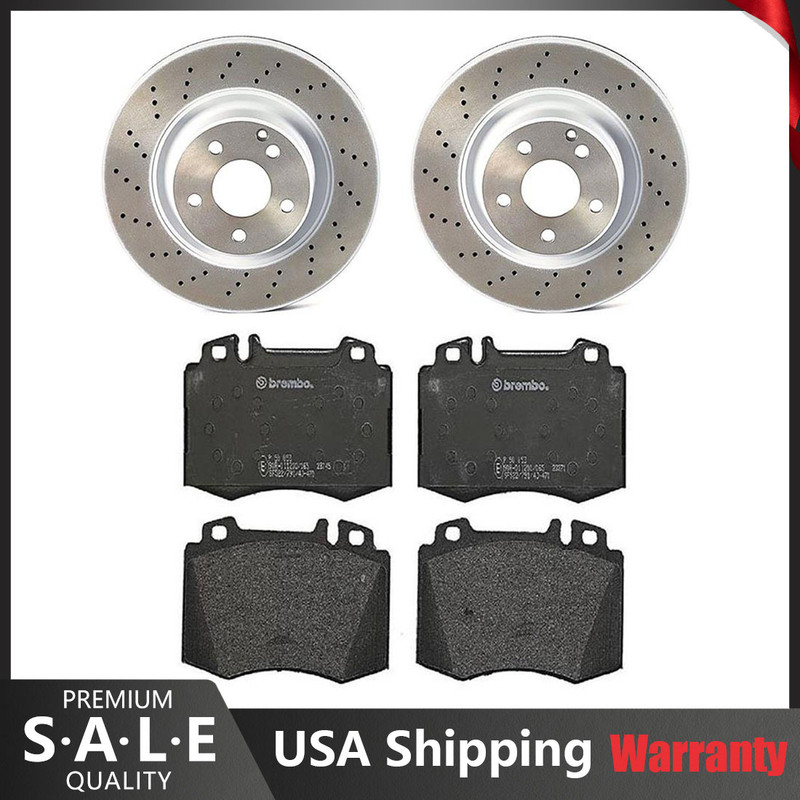 Brembo Front Brake Kit Drilled Disc Rotors Low-Met Pads For MB W220 S430 ’00-’02