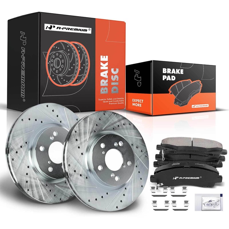 A-Premium Front Drilled Brake Rotors & Ceramic Pads for Honda Ridgeline 06-11