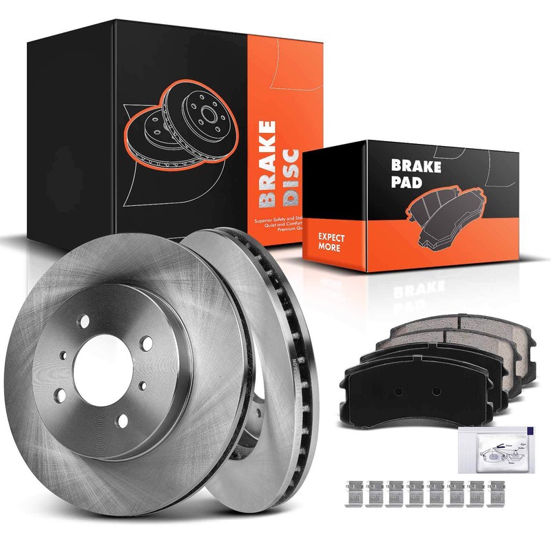 Front Side Disc Rotors & Ceramic Brake Pads for Mitsubishi Lancer 2002-2007 2.0L