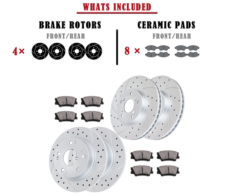 300mm Front 260mm Rear Brake Rotors Pads Kit fit for Acura TSX 2004-08 Drilled gallery