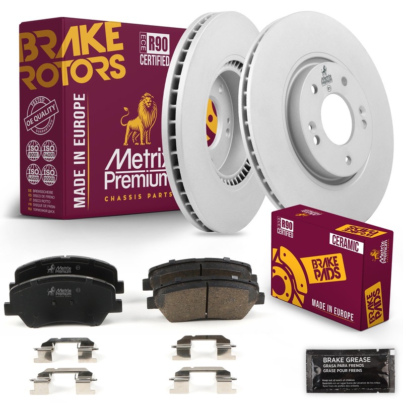 Front Brake Rotors Set + Disc Brake Pad Kit for 13-16 Hyundai Veloster Kia Forte