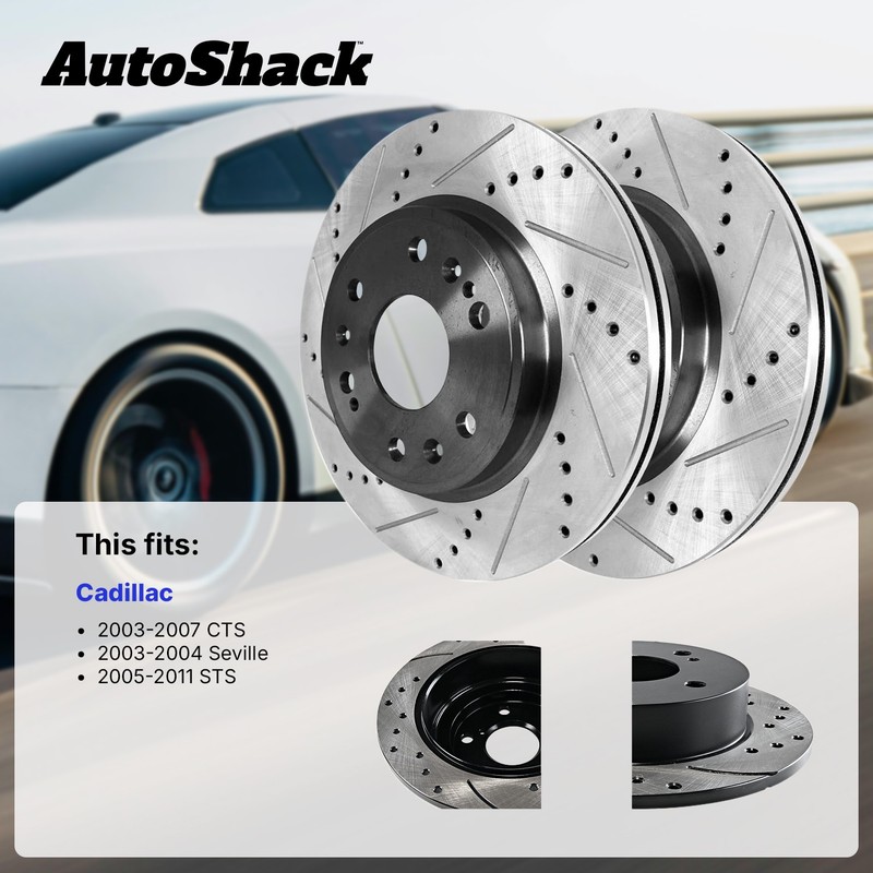 Rear Drilled Slotted Brake Rotors for Cadillac CTS Seville 2005-2011 STS gallery