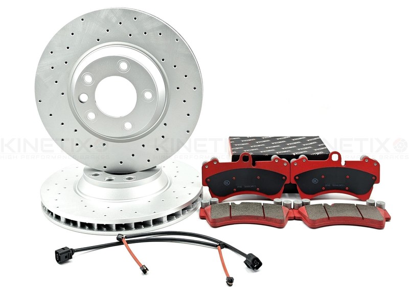 FOR VW TOUAREG 3.0 TDI V6 04-10 DRILLED FRONT BRAKE DISCS PADS SENSORS 350mm