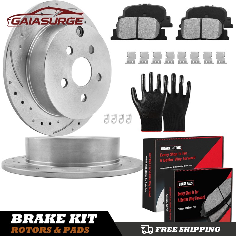 10.6in Rear Solid Brake Rotors Ceramic Pads Kits for 2005 2006-2010 Scion TC