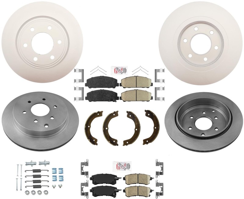 Infiniti QX80 2014-2024 Disc Brake Rotors Ceramic Pads, Shoes for Front & Rear