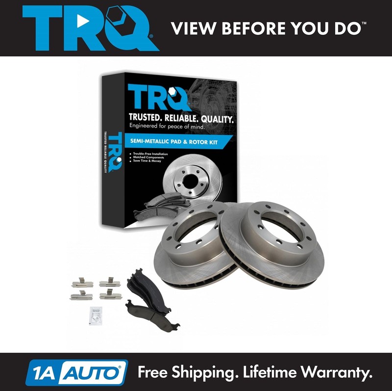 TRQ Brake Pad & 8 Lug Rotor Kit Metallic Front for Ford F250 F350 4WD NEW