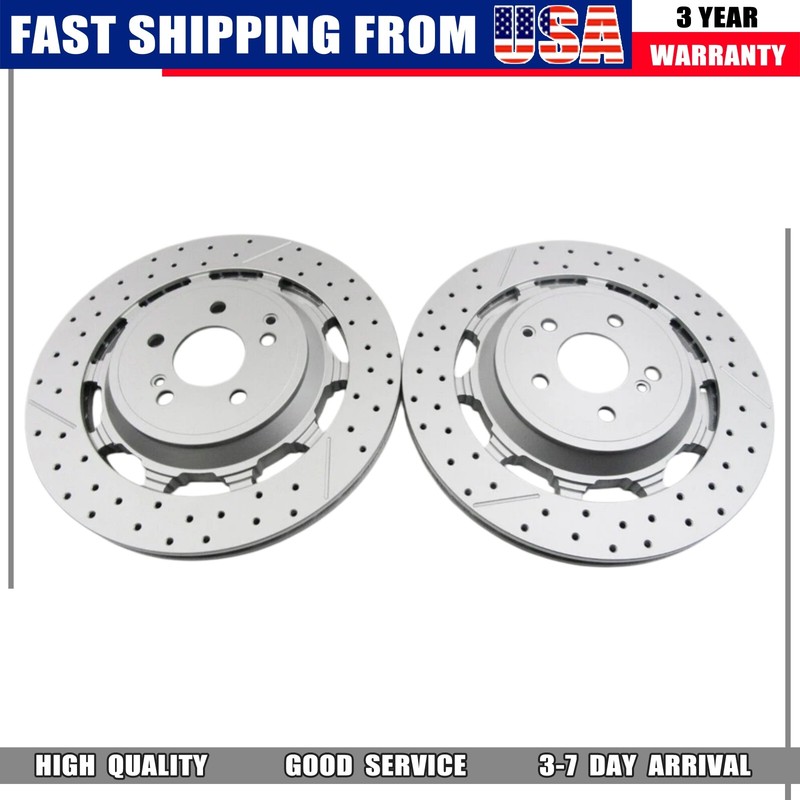 Pair Rear Brake Rotors A2224232012 Fits Mercedes W222 S650 S63 S65 AMG 2014-2020 gallery