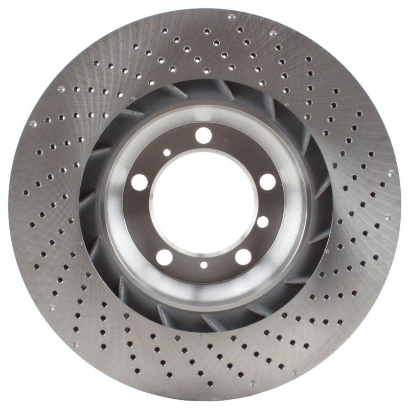 SHW Performance Rear Driver Left Drilled Disc Brake Rotor for 911 Turbo S GT3 RS gallery