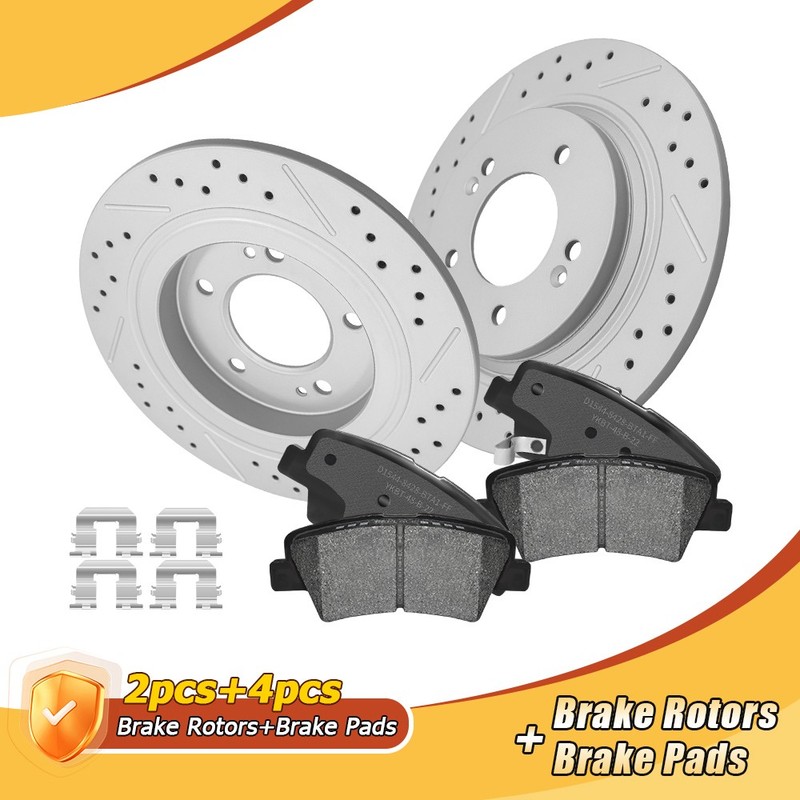 Rear Disc Brake Rotors+Ceramic Pads W/Clips for Kia Optima Hyundai Sonata Azera