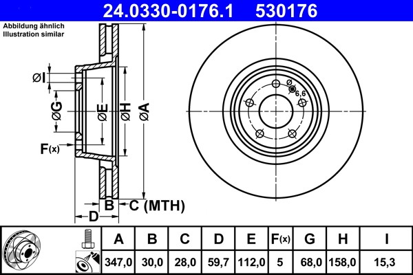 ATE 24.0330-0176.1 Brake Disc for Audi