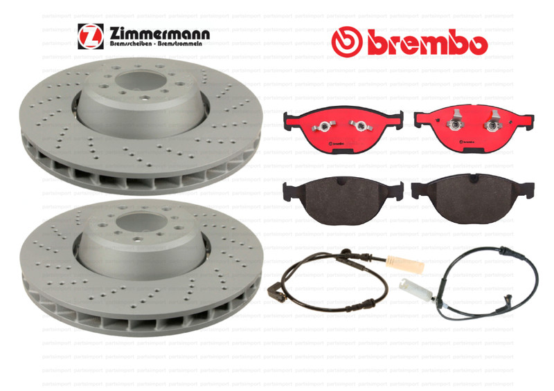 Front Brake Discs Rotors + Ceramic Brake Pads + Sensors for BMW M5 M6 (06-10)