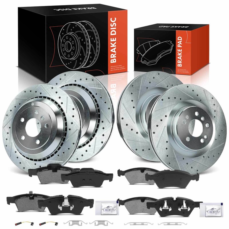 12x Front & Rear Drilled Brake Rotors & Ceramic Pads for Mercedes-Benz X164 W164
