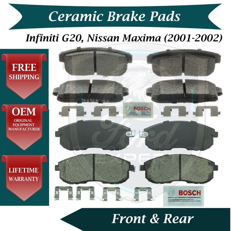 Bosch OEM Front & Rear Ceramic Brake Pads Kit For 2001-2002 Nissan & Infiniti