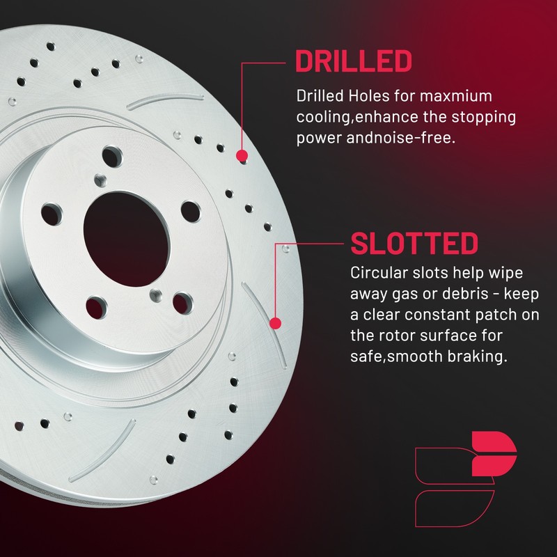 Front and Rear Drilled Rotors Ceramic Brake Pads for 2008-2011 Subaru Impreza gallery