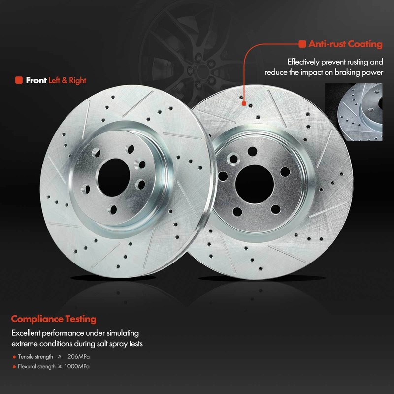 Front & Rear Drilled Brake Rotors & Ceramic Brake Pads for Jaguar E-Pace 18-19 gallery