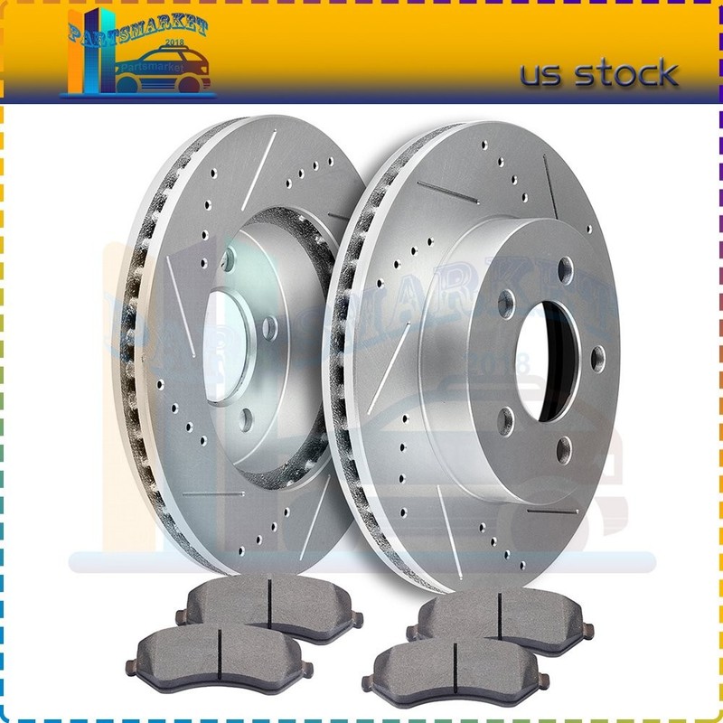 Front Brake Discs Rotors & Ceramic Pads Fits 2002 2003-2006 2007 Jeep Liberty