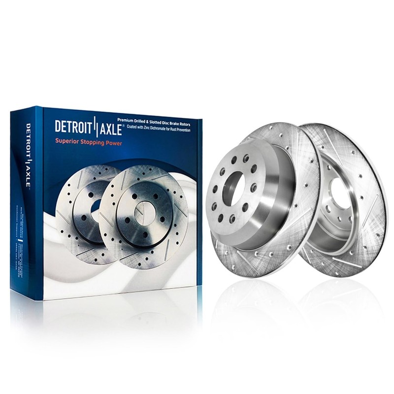 Front Rear Drilled Rotors Brake Pads for 2018 - 2023 Jeep Wrangler w/ HD Brakes gallery