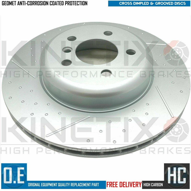 FOR BMW 318d F30 M SPORT PERFORMANCE DIMPLED GROOVED REAR BRAKE DISCS PAIR 345mm gallery