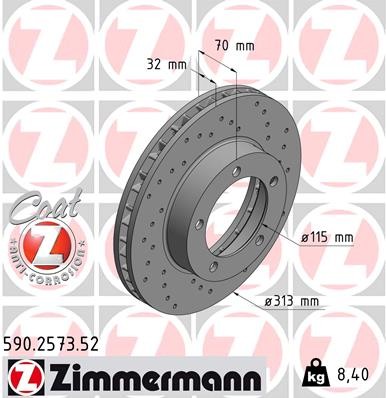 Zimmermann 590.2573.52 Brake Disc for Lexus, Toyota, Toyota (FAW)