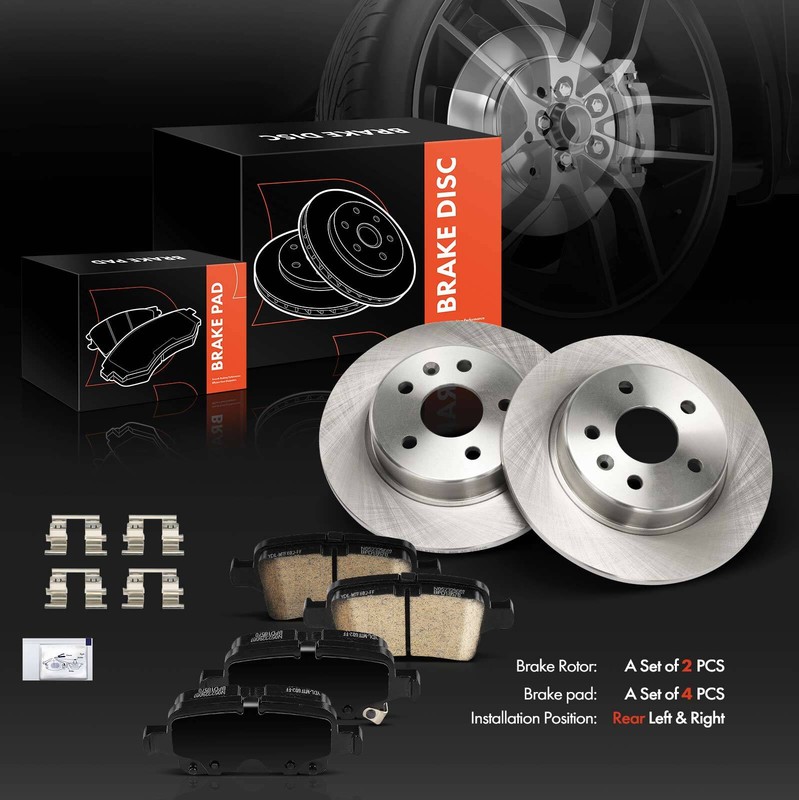 Disc Brake Rotors + Ceramic Brake Pads for Chevy Bolt EUV Cruze Volt Rear Side gallery