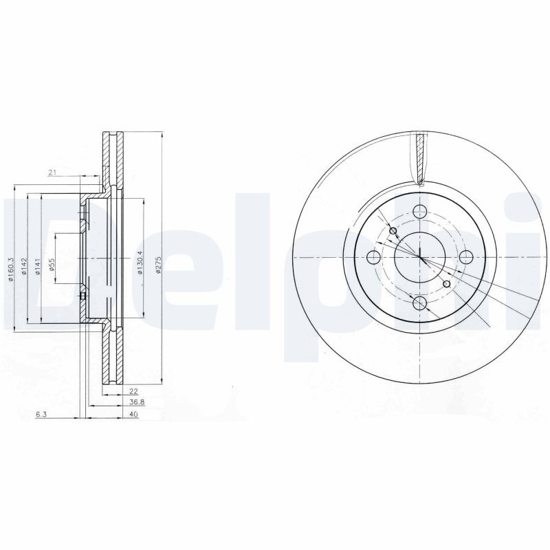 Delphi BG4054 Brake Disc for Toyota