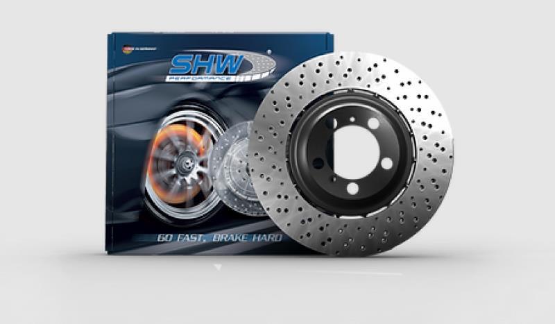 SHW Fits 15-18 BMW M3 3.0L Right Front Cross-Drilled Lightweight Brake Rotor (34