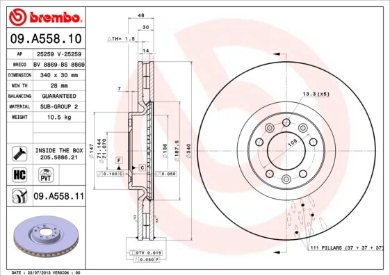 Fits Peugeot 508 SW 1.6 HDi 2.0 2.2 3.0 + Other Models HMH Front Brake Disc gallery