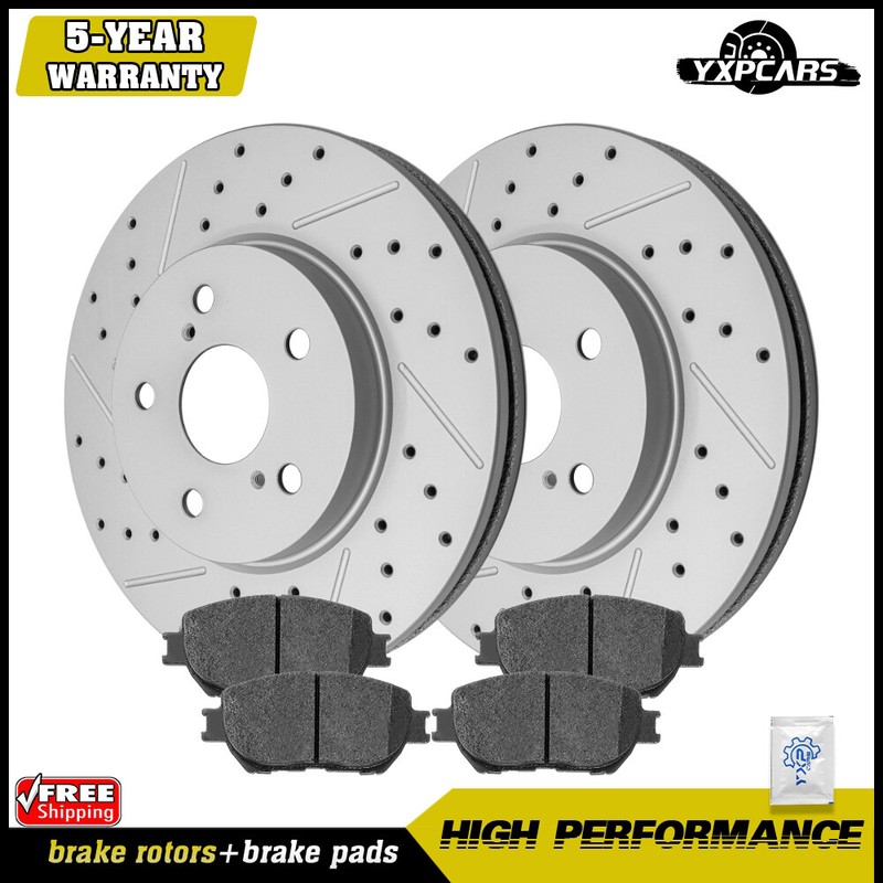 Front Drilled Disc Brake Rotors Ceramic Brake Pads For 2002 – 2004 Toyota Camry
