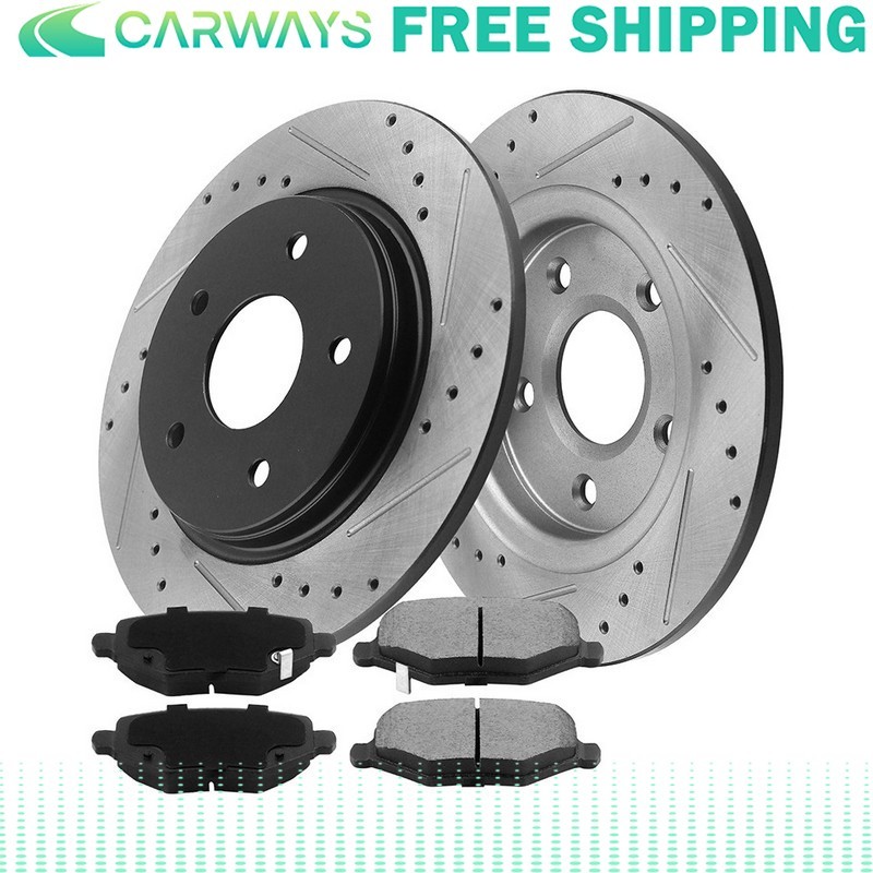 For Honda Pilot Brake Rotors and Pads Rear Drilled Slotted 2003-2008