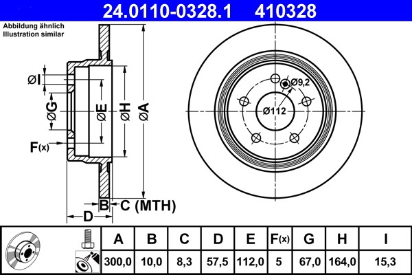ATE 24.0110-0328.1 Brake Disc for Mercedes-Benz