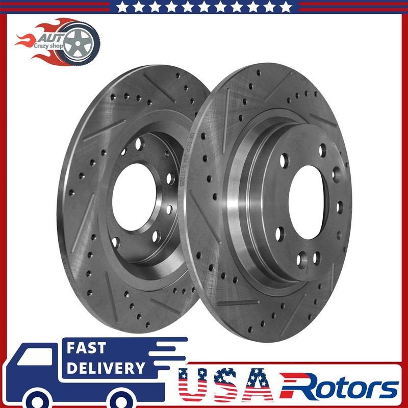 2x 280mm Rear Drilled Brake Rotors for Ford Fusion Lincoln MKZ Zephyr Mercury