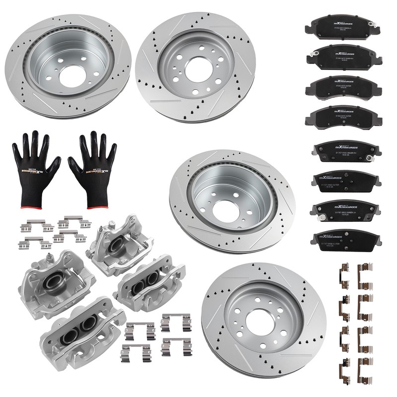 Front Rear Brake Rotors Brake Calipers & Pads for Cadillac Escalade ESV 2015-20