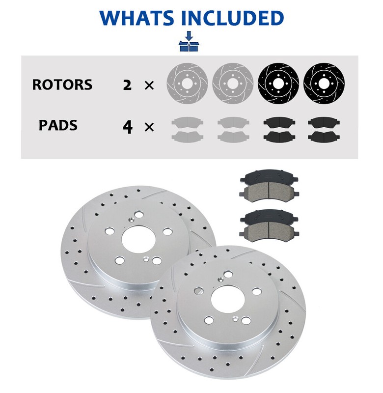Fit for Toyota Prius 2010-2013 259mm Rear Brake Rotors and Brake Pads Kit Brakes gallery