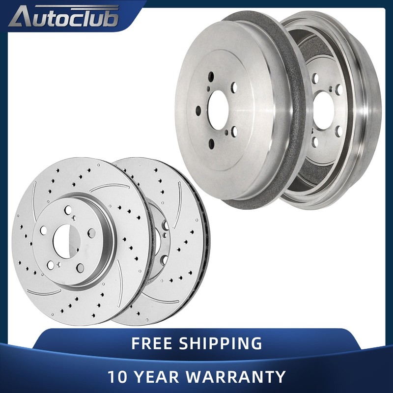 Front Drilled Brake Rotors and Rear Drums Kit for 2009 – 2019 Toyota Corolla