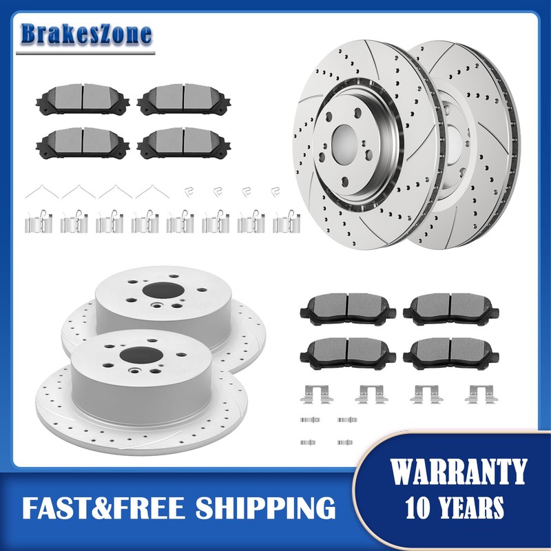 Front and Rear Brake Rotors Pads Kits for Toyota Highlander 2014 Hybrid Models