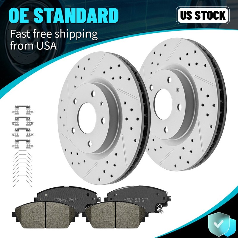 11.60” Front Disc Brake Rotors Ceramic Brake Pads for 2019 2020-23 Mazda 3 AWD