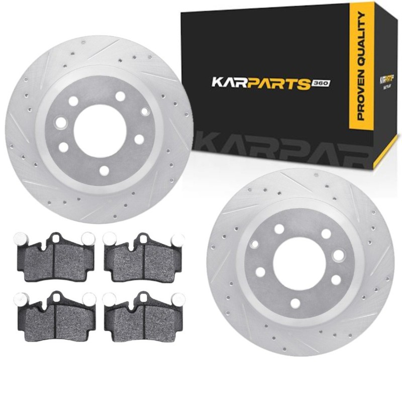 For Volkswagen Touareg 2004-2010 Rotor Set | Silver | Drilled And Slotted Rotor