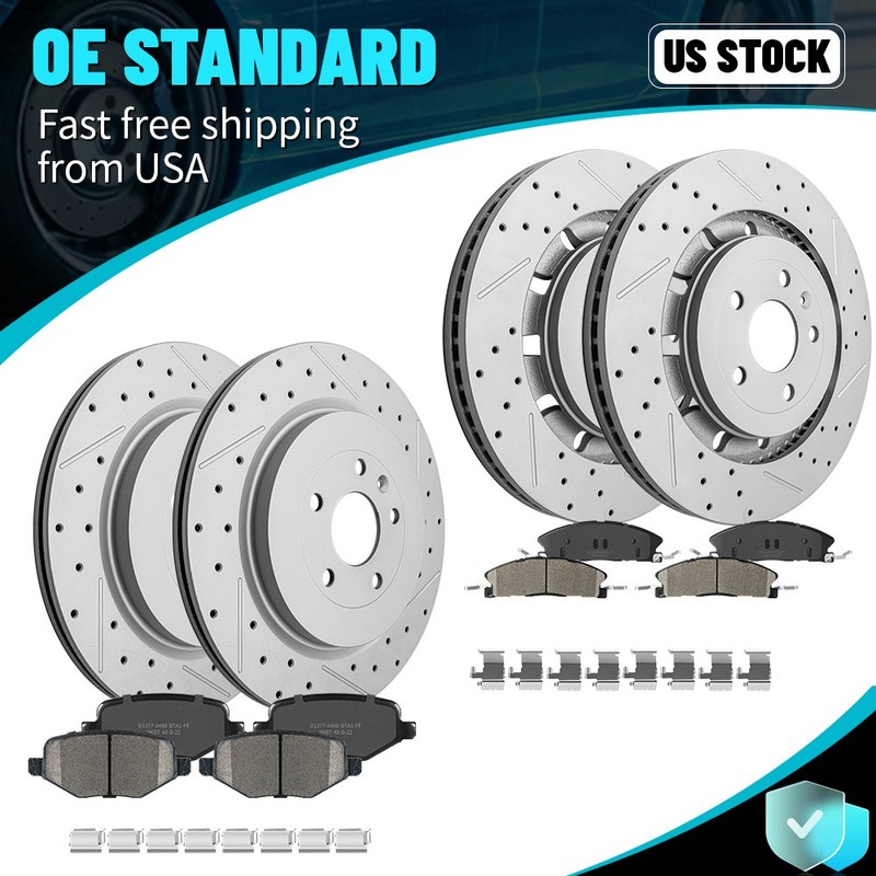352mm Front & 345mm Rear Disc Rotors Brake Pads For Flex Explorer Taurus MKS MKT