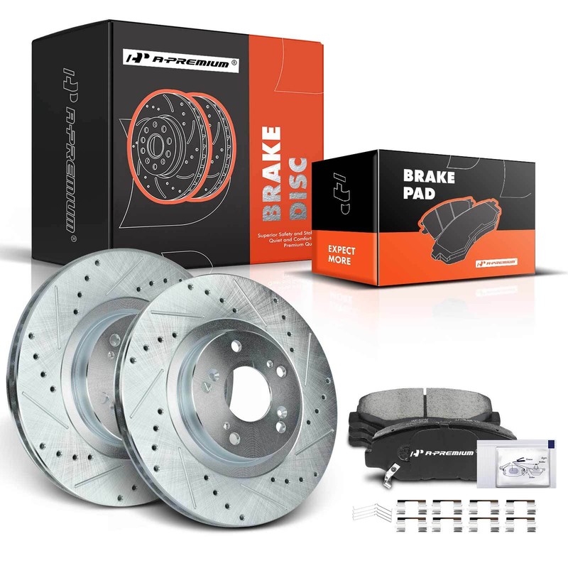 A-Premium Front Drilled Rotors & Brake Pads for Honda Civic 2012-2015 CR-V 05-06