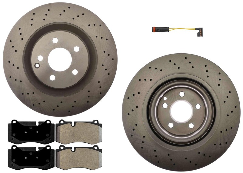 Drilled Brake Rotors Front AME Pads Fits Mercedes Benz 07-13 S550 W Sprt Package